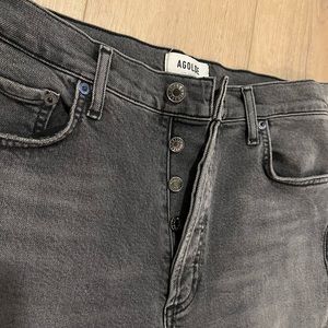 AGOLDE Womens Nico High Rise Straight Washed Black Denim, Size 28
